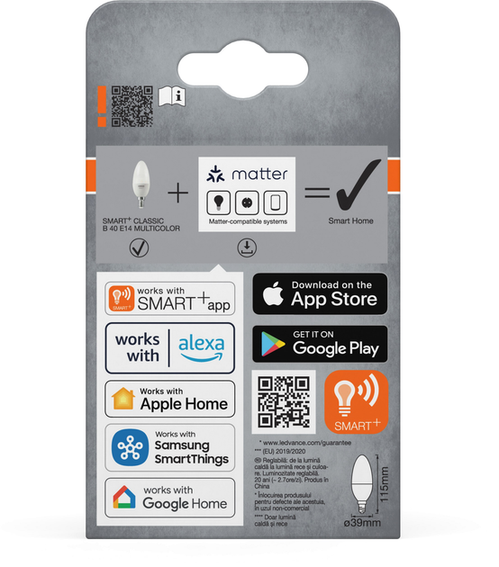 Inteligentna lampa LED OSRAM SMART+ WiFi B40 4.9W RGBW 470 Lm DIM E14 (4099854461330) - obraz 9