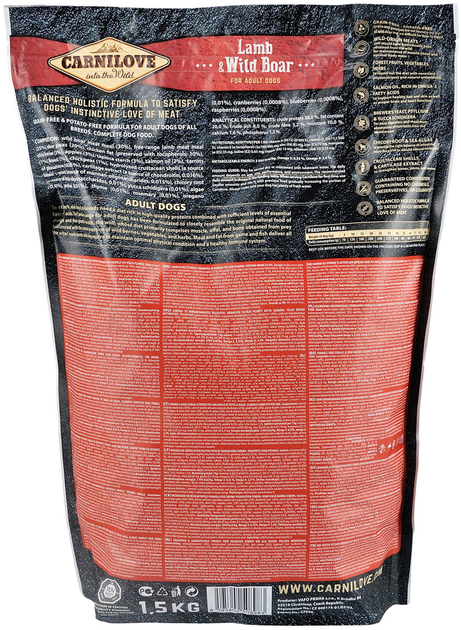 Sucha karma dla dorosłych psów Carnilove Jagnięcina i Dzik 1.5 kg (8595602508983) - obraz 2