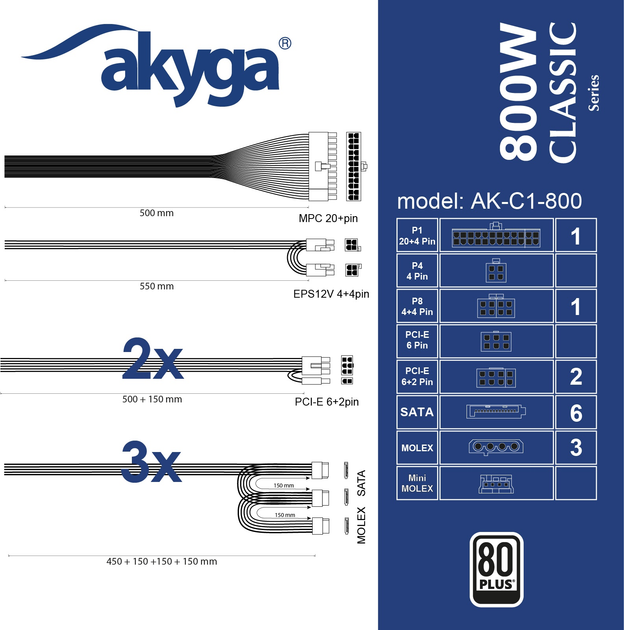 Zasilacz AKYGA ATX AK-C1-800 800W - obraz 5