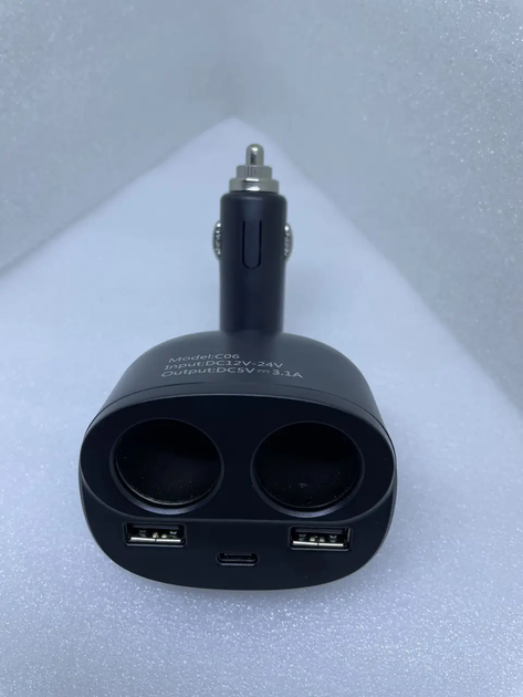 Автомобильный двойник разветвитель прикуривателя с вольтметром USB+Type C зарядка 3,1А - изображение 4