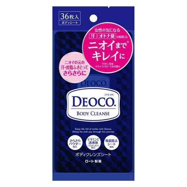 ROHTO Deoco Body Cleanse Sheets очищающие влажные салфетки для тела, 36 шт - Фото 1 ROHTO Deoco Body Cleanse Sheets очищающие влажные салфетки для тела, 36 шт - изображение 1