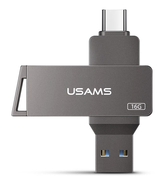 Металева USB Флешка 2в1 16GB Type-C/USB 3.0 для телефону комп'ютера USAMS USB3.0 US-ZB198 Сірий - Фото 2 Металева USB Флешка 2в1 16GB Type-C/USB 3.0 для телефону комп'ютера USAMS USB3.0 US-ZB198 Сірий - зображення 2