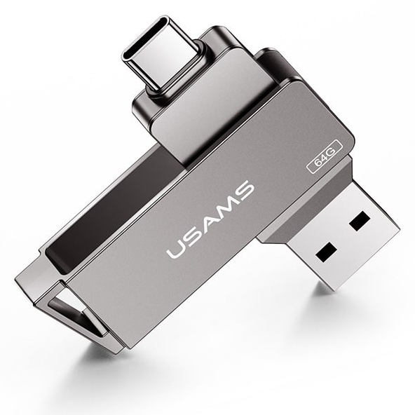 Металева USB Флешка 2в1 16GB Type-C/USB 3.0 для телефону комп'ютера USAMS USB3.0 US-ZB198 Сірий - Фото 7 Металева USB Флешка 2в1 16GB Type-C/USB 3.0 для телефону комп'ютера USAMS USB3.0 US-ZB198 Сірий - зображення 7