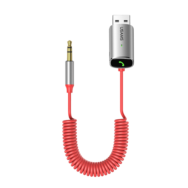 Аудио-адаптер Bluetooth aux гарнитура в машину адаптер USAMS US-SJ504 |BT5.0, TF Card| Красный - Фото 2 Аудио-адаптер Bluetooth aux гарнитура в машину адаптер USAMS US-SJ504 |BT5.0, TF Card| Красный - изображение 2