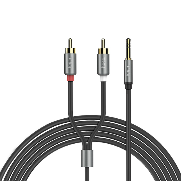 Аудиокабель 3.5мм HOCO UPA10 Double lotus rca audio cable to 3.5mm AUX-RCA(тюльпаны) 150см Черный - изображение 4