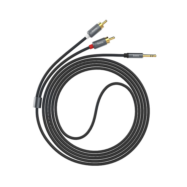 Аудиокабель 3.5мм HOCO UPA10 Double lotus rca audio cable to 3.5mm AUX-RCA(тюльпаны) 150см Черный - изображение 10