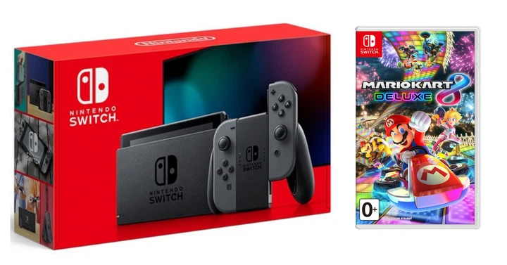 Nintendo Switch Gray - Оновлена версія + Гра Mario Kart 8