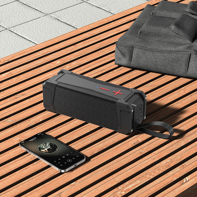 Портативная блютуз колонка HOCO IPX5 HC6 |AUX, SD-card, Bluetooth, USB, FM-Radio| Черный - Фото 4 Портативная блютуз колонка HOCO IPX5 HC6 |AUX, SD-card, Bluetooth, USB, FM-Radio| Черный - изображение 4