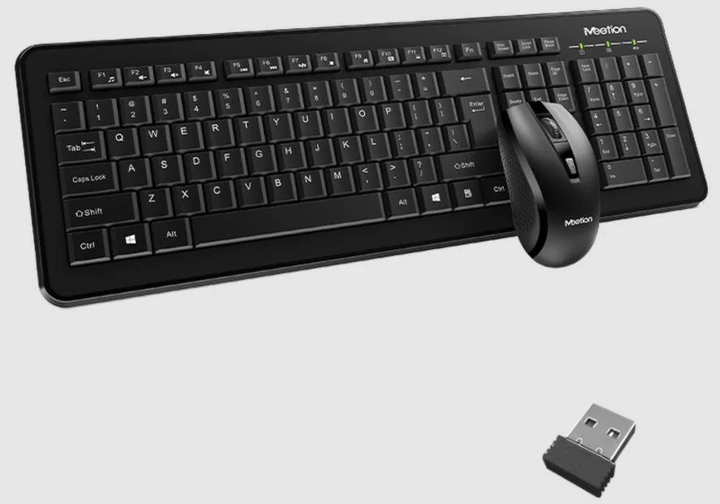 Беспроводная клавиатура и мышь Combo MeeTion 2in1 Wireless 2.4G MT-C4120 |RU/EN раскладки| Черный - Фото 2 Беспроводная клавиатура и мышь Combo MeeTion 2in1 Wireless 2.4G MT-C4120 |RU/EN раскладки| Черный - изображение 2