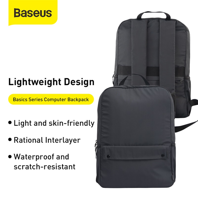 Рюкзак для ноутбука, гаджетов BASEUS Basics Series 16" Computer Backpack (LBJN-F0G) Серый - Фото 7 Рюкзак для ноутбука, гаджетов BASEUS Basics Series 16" Computer Backpack (LBJN-F0G) Серый - изображение 7