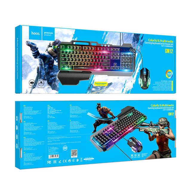 Игровой набор Gaming Combo 2-in-1 клавиатура+мышь HOCO RGB GM12 Черный - Фото 14 Игровой набор Gaming Combo 2-in-1 клавиатура+мышь HOCO RGB GM12 Черный - изображение 14