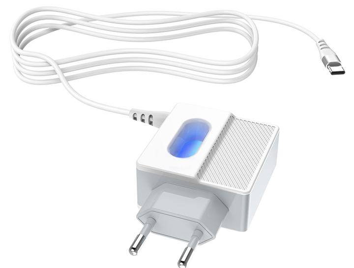 Зарядний пристрій для телефону Android вбудований кабель Type-C HOCO C75 |2USB, 2.4A| Білий - зображення 3