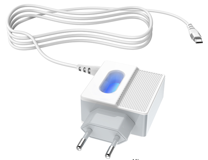 Сетевое зарядное устройство для телефона Android встроенный кабель Micro-USB HOCO C75 |2USB, 2.4A| Белый - изображение 3