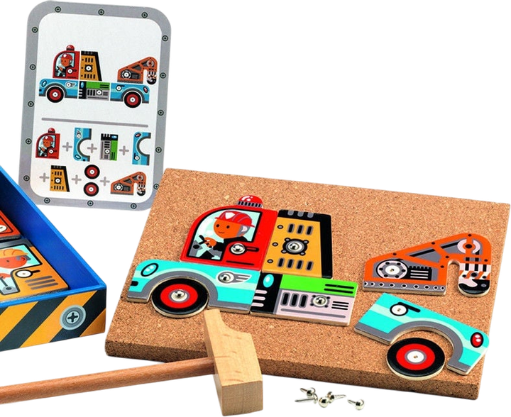 Drewniana przybijanka-układanka Djeco Pojazdy (DJ06641) - obraz 3
