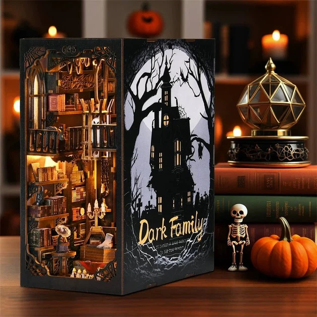 Бук Нук Венсдей 3D Інтер'єрний конструктор Wednesday Dark Family DIY Book Nook Kit SL-04 - изображение 5