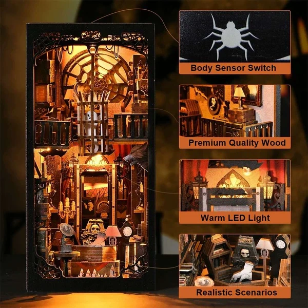 Бук Нук Венсдей 3D Інтер'єрний конструктор Wednesday Dark Family DIY Book Nook Kit SL-04 - изображение 6