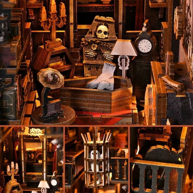 Бук Нук Венсдей 3D Інтер'єрний конструктор Wednesday Dark Family DIY Book Nook Kit SL-04 - изображение 11