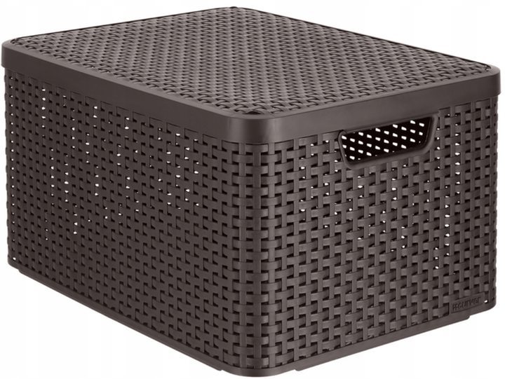 Koszyk do przechowywania Curver 205861 prostokątny z pokrywką Brązowy L (3253923619003) - obraz 3