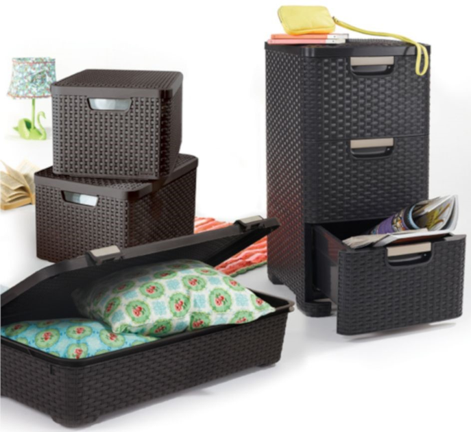 Koszyk do przechowywania Curver 205861 prostokątny z pokrywką Brązowy L (3253923619003) - obraz 4