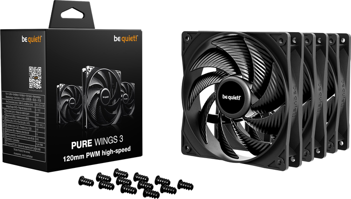 Набір вентиляторів be quiet! Pure Wings 3 120mm PWM High-Speed Triple Pack Black (BL140) - зображення 3
