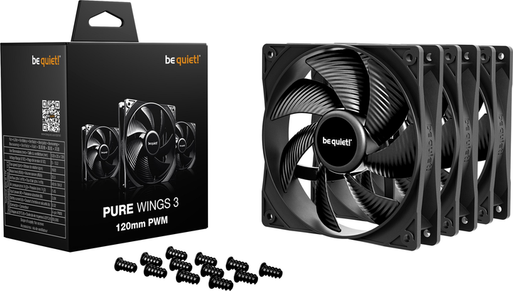 Набір вентиляторів be quiet! Pure Wings 3 120mm PWM Triple Pack Black (BL141) - зображення 3