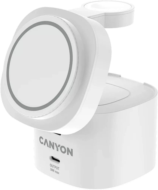 Ładowarka bezprzewodowa Canyon OnCharge 405 z adapterem w zestawie 4-in-1 White (CNS-WCS405W) - obraz 2