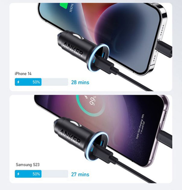 Ładowarka samochodowa Anker PowerDrive 323 – 30W PD + 22.5W USB-A Black (A2735G11) - obraz 4