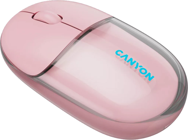 Миша Canyon OnClick 24 Dual-mode Silent Bluetooth/Wireless Transparent/Pink (CNS-CMSW24P) - зображення 3