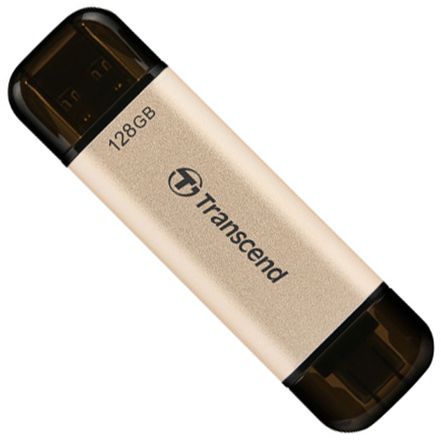 Флеш пам'ять USB Transcend JetFlash 930C 128GB USB 3.2 Gen1 + Type-C Gold-Black (TS128GJF930C) - зображення 1