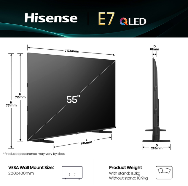 Телевізор Hisense QLED 55" 55E7Q - зображення 3