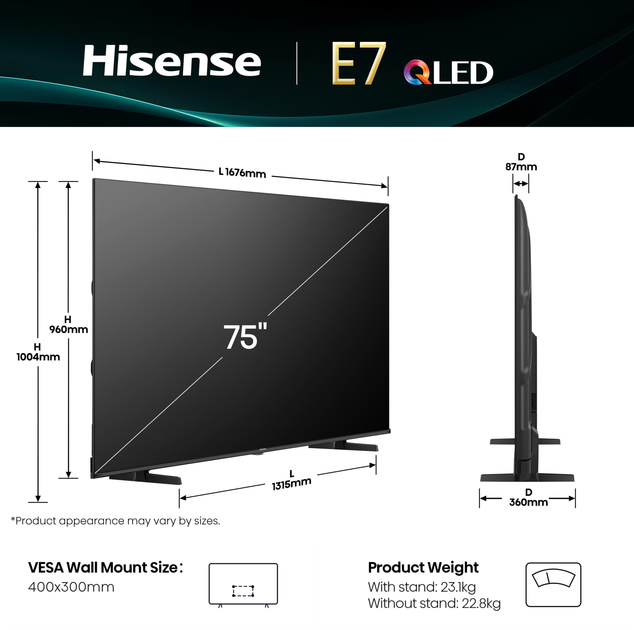 Телевізор Hisense QLED 75" 75E7Q - зображення 3