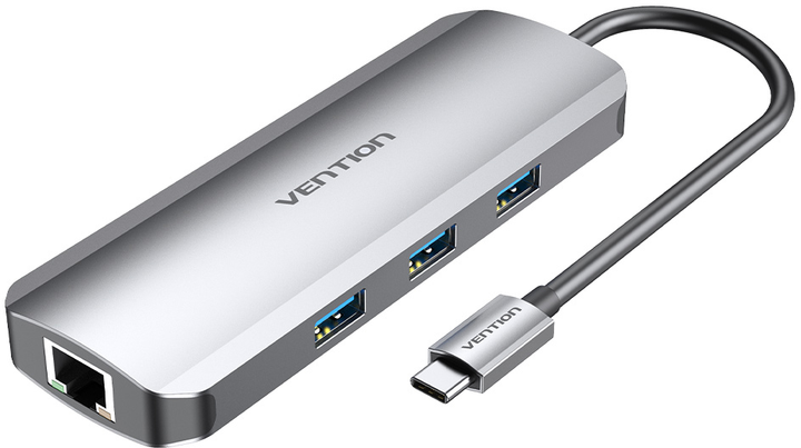 USB-хаб Vention Hub 9-in-1 USB 3.1 Type-C - HDMI/USB 3.0x3/RJ45/SD/TF/TRRS 3.5mm/PD 100W (TOLHB) - зображення 1