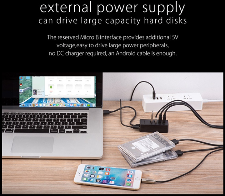 Hub USB Orico USB 3.0 4 porty (W5P-U3-100-BK-PR) - obraz 3