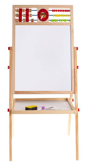 Дерев'яна двостороння дошка для дітей 3+ Освітня магнітно-крейдяна дошка + аксесуари (ZDR.YW-080) (5903864909029) - зображення 4