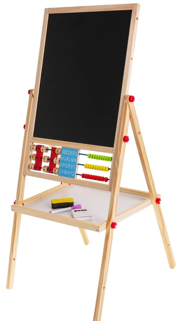 Дерев'яна двостороння дошка для дітей 3+ Освітня магнітно-крейдяна дошка + аксесуари (ZDR.YW-080) (5903864909029) - зображення 6