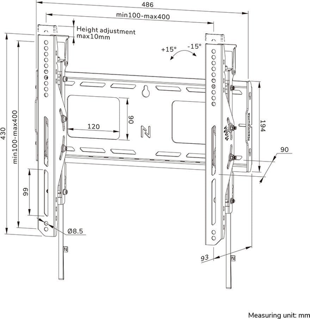 Настінне кріплення для монітора Neomounts WL30-750BL14 42" - 75" (WL35-750BL14) - зображення 17