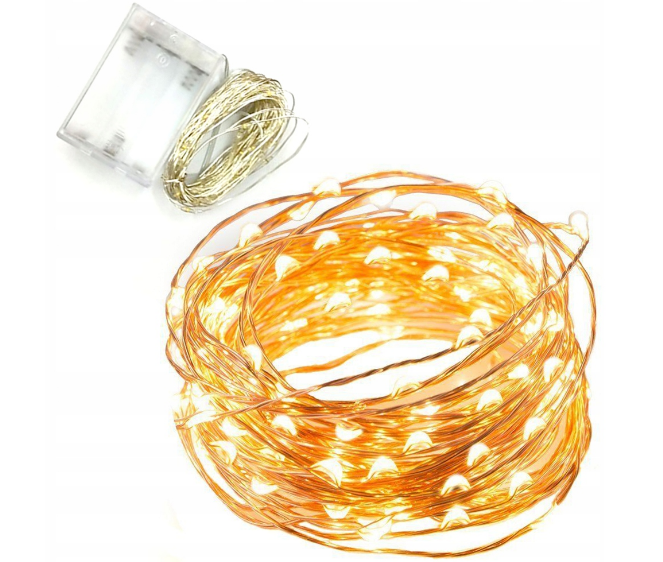 Светодиодная гирлянда нить LTL длина 10м 100led на батарейках золотая теплая Warm Gold - изображение 2