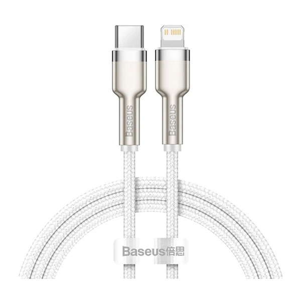 Кабель Baseus Cafule Metal Type-C to Lightning PD 20W 1m White (CATLJK-A02) - Фото 1 Кабель Baseus Cafule Metal Type-C to Lightning PD 20W 1m White (CATLJK-A02) - изображение 1