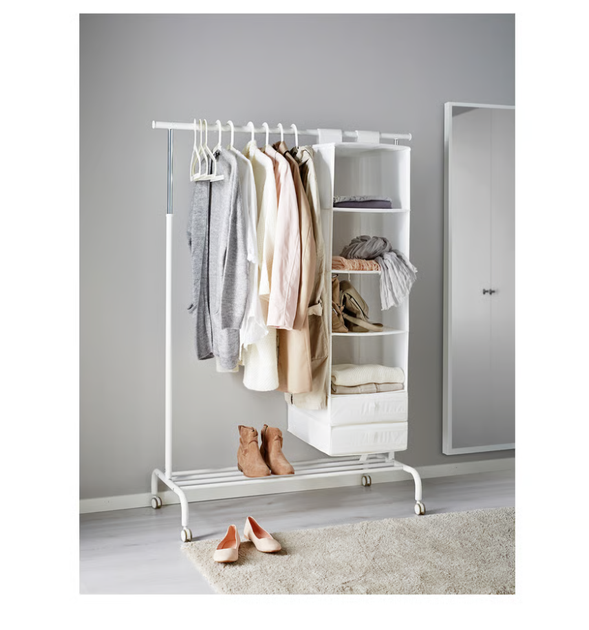 Стійка вішак для одягу біла на колесиках з регульованою висотою Ikea RIGGA 502.316.30 - изображение 2
