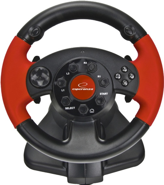 Дротове кермо Esperanza USB PC/PS3/PS2 Black/Red (EG103) (955555909875211) - Уцінка - зображення 1