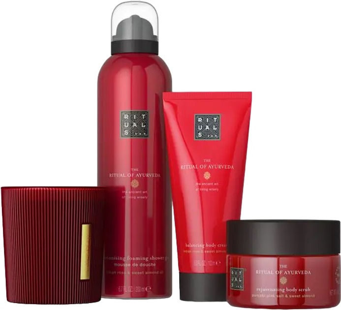 Zestaw Rituals The Ritual Of Ayurveda Krem do ciała 100 ml + Peeling do ciała 125 ml + Żel pod prysznic 200 ml + Świeca zapachowa 140 g (8719134184488) (955555913386676) - Outlet - obraz 2