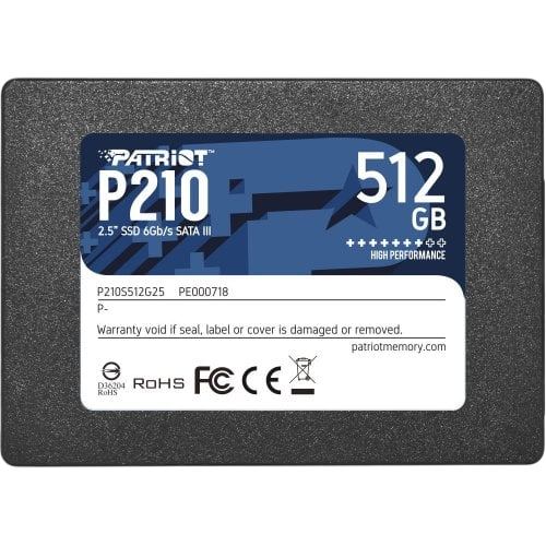 SSD 2.5" накопичувач Patriot P210 512GB (P210S512G25) - Фото 1 SSD 2.5" накопичувач Patriot P210 512GB (P210S512G25) - изображение 1
