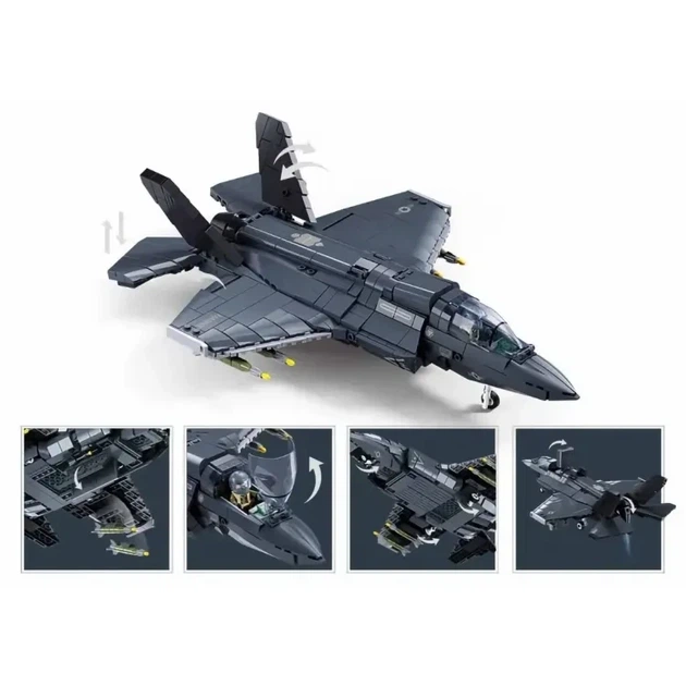 Конструктор военный самолет Истребитель F-35 Sluban Model Bricks 705 деталей - Фото 3 Конструктор военный самолет Истребитель F-35 Sluban Model Bricks 705 деталей - изображение 3