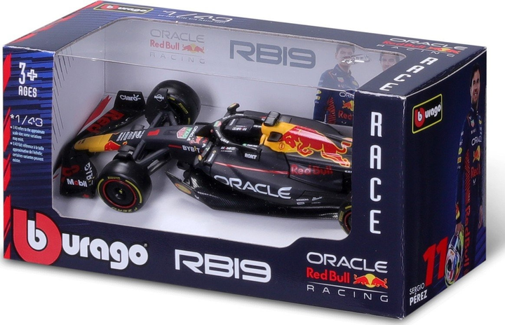 Metalowy model samochodu Bburago Red Bull Racing Oracle RB19 Max Verstappen 1:43 Czarny 18-38082 (4893993380824) - obraz 1