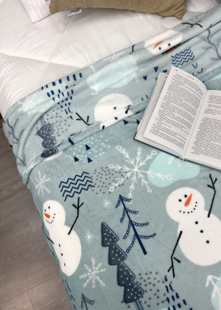 Плед-покрывало Decorator WellSoft 200х220 см с рождественским принтом Голубой (87-284) - изображение 2