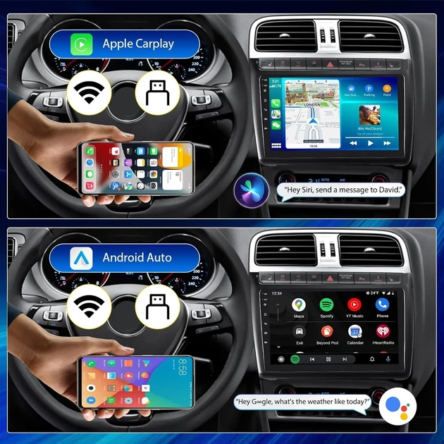Штатная автомагнитола CAMECHO для VW Polo 6R 6C 9N 2008-2016 / 9" / Сенсорная / 2/64Гб / Android 13 / Apple CarPlay / Android Auto / Bluetooth / WI-FI / GPS / USB Б/В - изображение 3