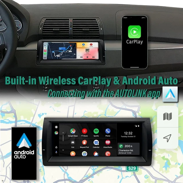 Штатная автомагнитола AASINUOZTEC для BMW E39 / 10.25" / Сенсорная / 2/16Гб / Android 10 / Apple CarPlay / Android Auto / Bluetooth / WI-FI / GPS / USB Б/В - изображение 2