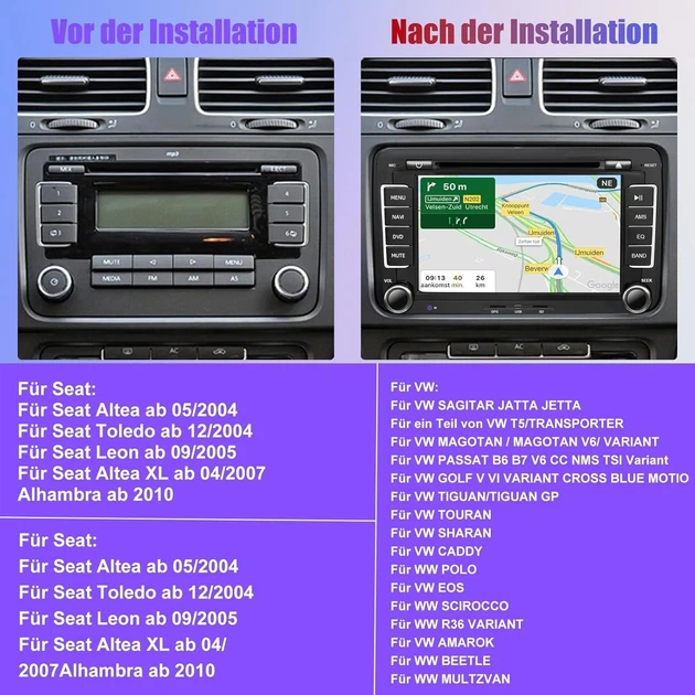 Штатная автомагнитола SEMAITU для VW Golf 5 6 Polo Passat Tiguan / 7" / Сенсорная / Apple CarPlay / Android Auto / Bluetooth / GPS / USB / AUX / SD slot / CD / DVD b2 - изображение 2