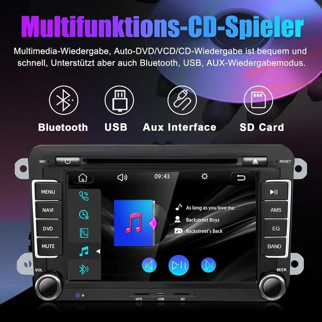 Штатная автомагнитола SEMAITU для VW Golf 5 6 Polo Passat Tiguan / 7" / Сенсорная / Apple CarPlay / Android Auto / Bluetooth / GPS / USB / AUX / SD slot / CD / DVD b2 - изображение 6