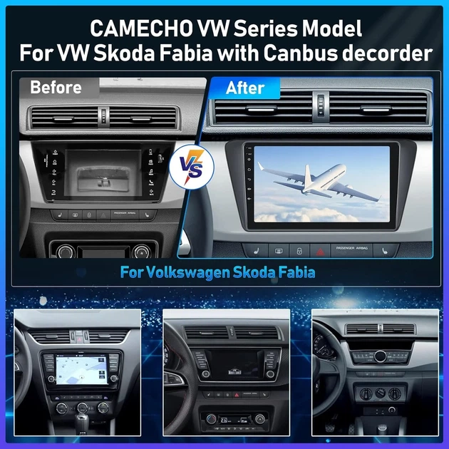 Штатная автомагнитола CAMECHO для VW Skoda Fabia 2015-2019/9" / Сенсорная / 1/16Гб / Android 11 / Apple CarPlay / Android Auto / Bluetooth / WI-FI / GPS / USB Б/В - изображение 2